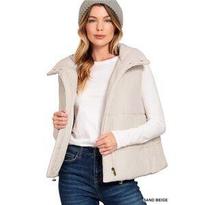 Zenana High Neck Zip-Up Vest Coat